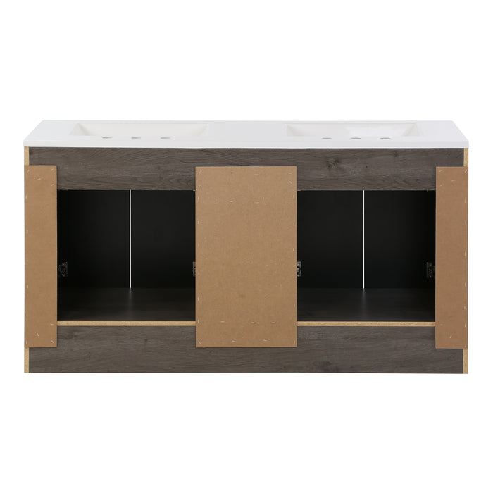 60.25" Bathroom Vanity With Integrated Double-Sink Countertop