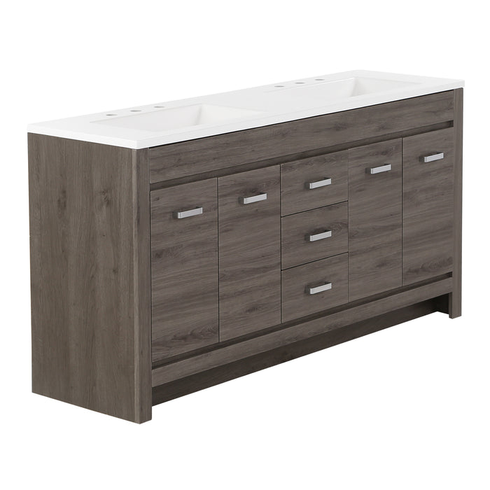 60.25" Bathroom Vanity With Integrated Double-Sink Countertop