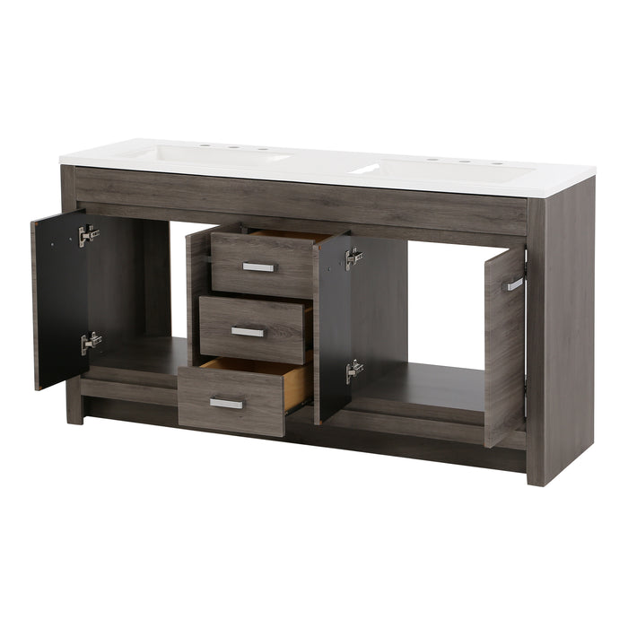 60.25" Bathroom Vanity With Integrated Double-Sink Countertop