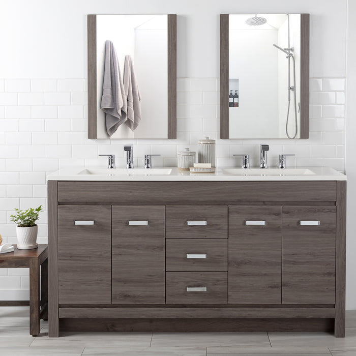 60.25" Bathroom Vanity With Integrated Double-Sink Countertop