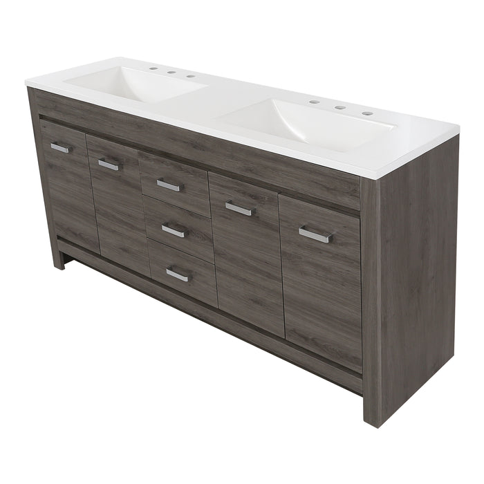 60.25" Bathroom Vanity With Integrated Double-Sink Countertop