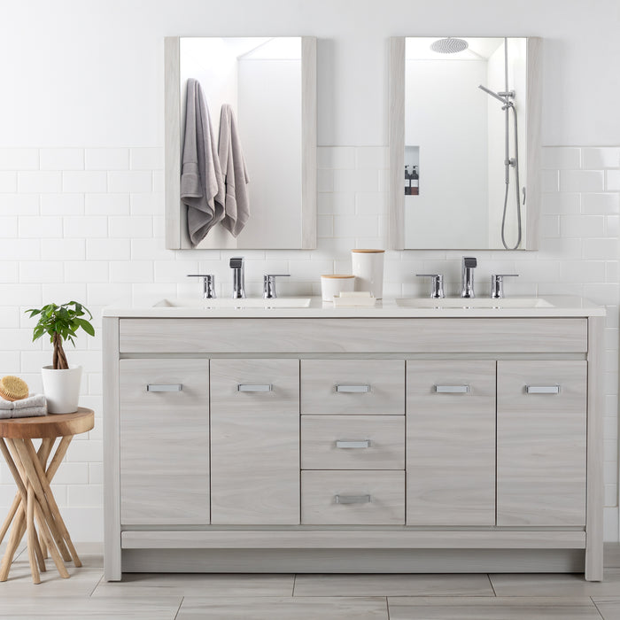 60.25" Bathroom Vanity With Integrated Double-Sink Countertop