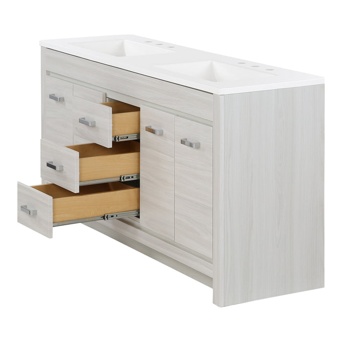 60.25" Bathroom Vanity With Integrated Double-Sink Countertop