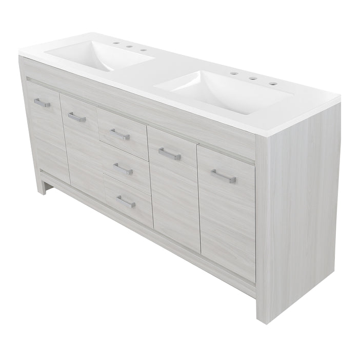 60.25" Bathroom Vanity With Integrated Double-Sink Countertop