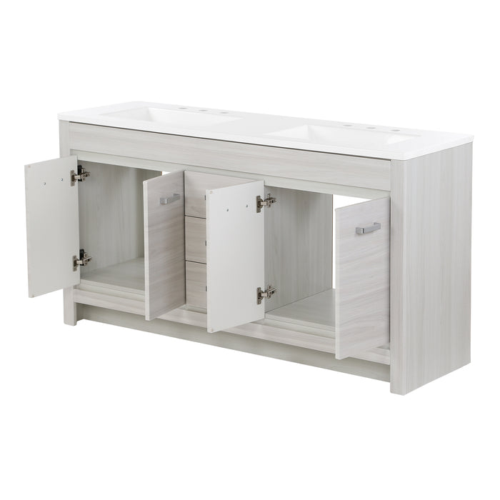 60.25" Bathroom Vanity With Integrated Double-Sink Countertop