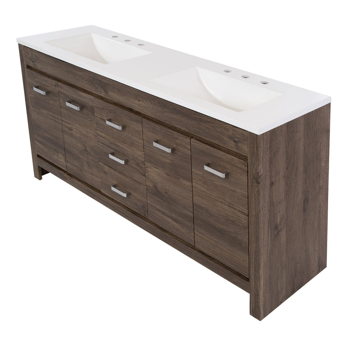 60.25" Bathroom Vanity With Integrated Double-Sink Countertop