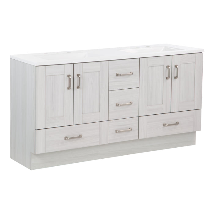 60.25" Double-Sink Vanity With 3 Drawers