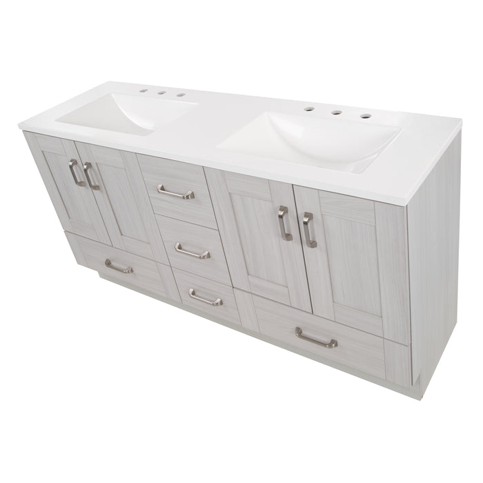 60.25" Double-Sink Vanity With 3 Drawers