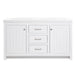 Chamiree white double bathroom vanity with cabinet, 3 drawers, satin nickel hardware, white sink top