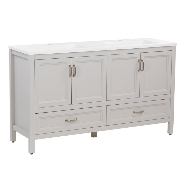 60.25" Double-Sink Bathroom Vanity With 2 Cabinets, 2 Drawers, and White Sink Top