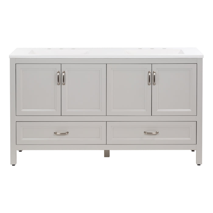 60.25" Double-Sink Bathroom Vanity With 2 Cabinets, 2 Drawers, and White Sink Top