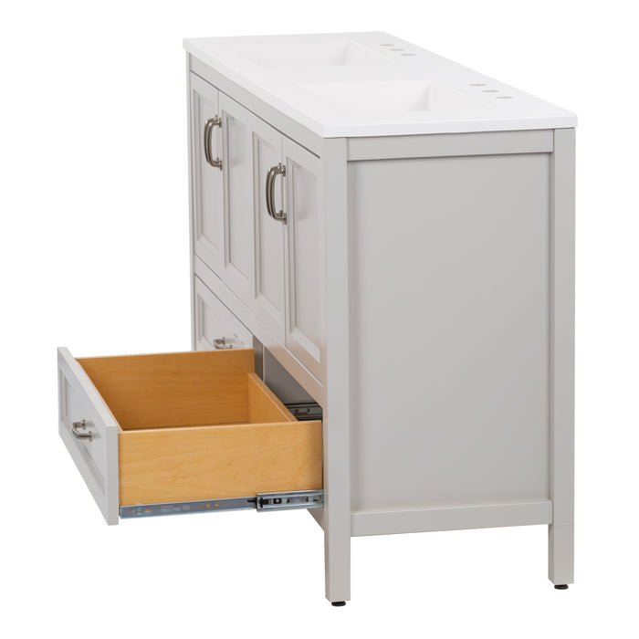 60.25" Double-Sink Bathroom Vanity With 2 Cabinets, 2 Drawers, and White Sink Top