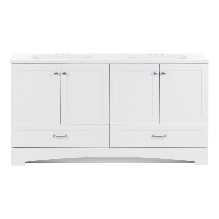 60.25" Double-Sink Bathroom Vanity With White Top