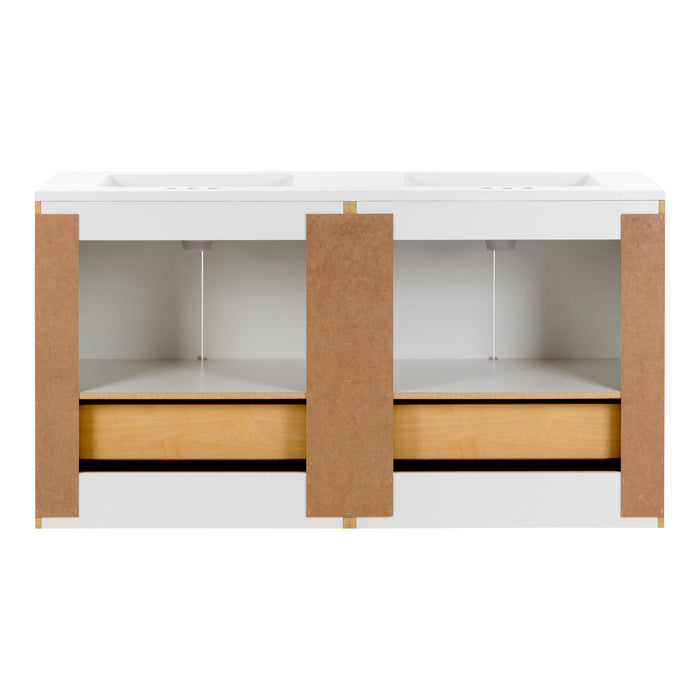 60.25" Double-Sink Bathroom Vanity With White Top