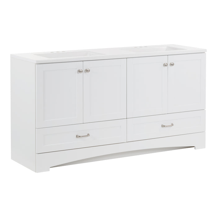 60.25" Double-Sink Bathroom Vanity With White Top