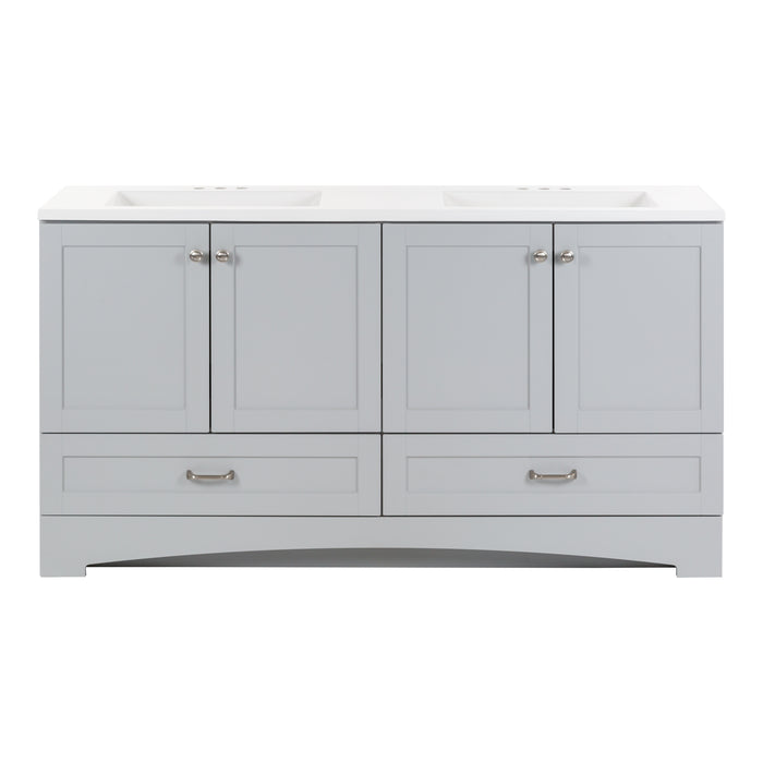 60.25" Double-Sink Bathroom Vanity With White Top