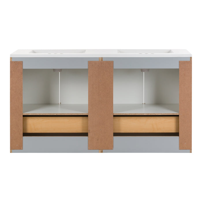 60.25" Double-Sink Bathroom Vanity With White Top