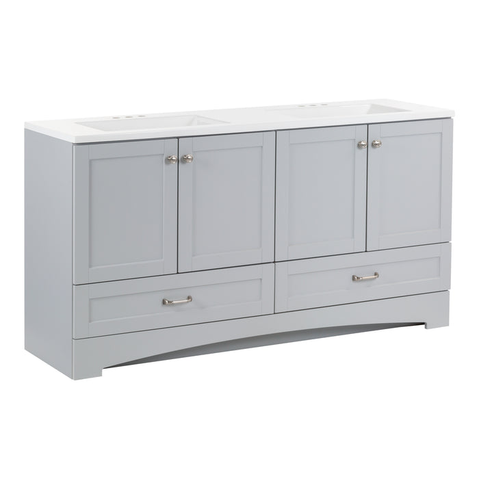 60.25" Double-Sink Bathroom Vanity With White Top