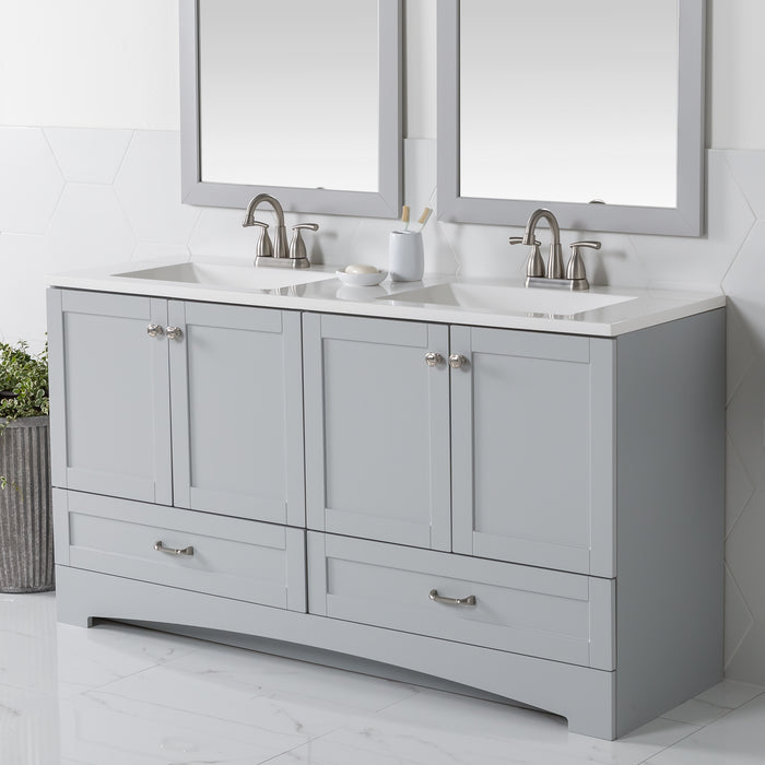 60.25" Double-Sink Bathroom Vanity With White Top