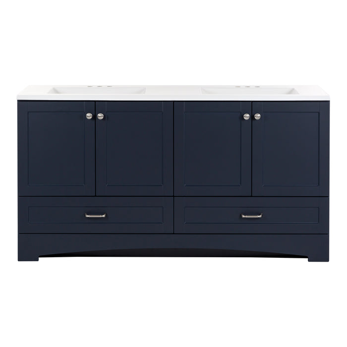 60.25" Double-Sink Bathroom Vanity With White Top