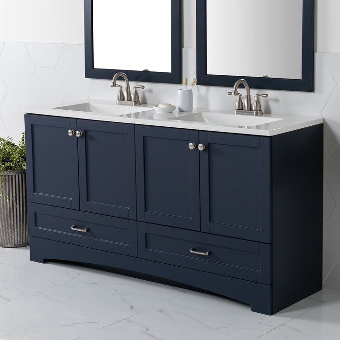 60.25" Double-Sink Bathroom Vanity With White Top