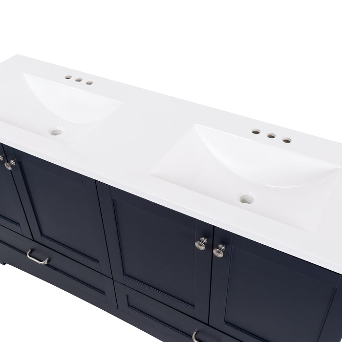 60.25" Double-Sink Bathroom Vanity With White Top