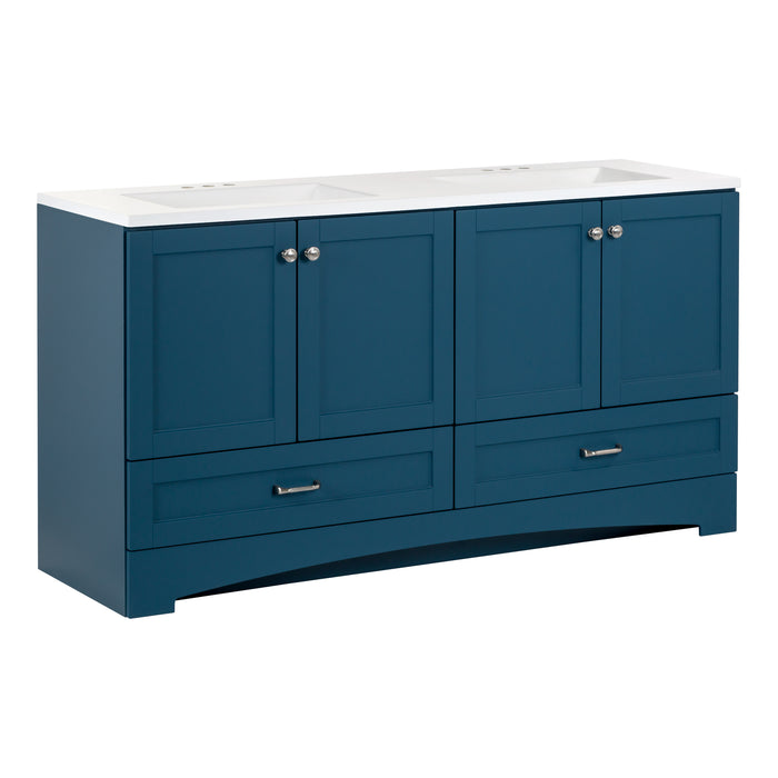 60.25" Double-Sink Bathroom Vanity With White Top