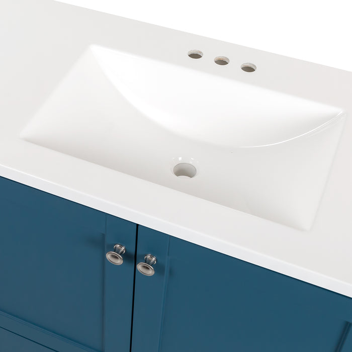 60.25" Double-Sink Bathroom Vanity With White Top