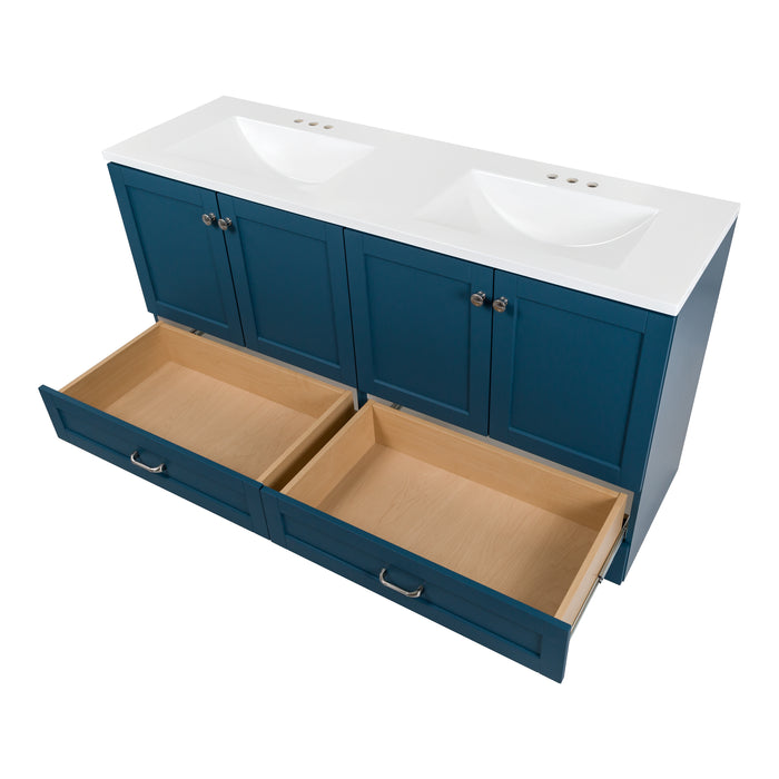 60.25" Double-Sink Bathroom Vanity With White Top