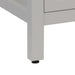 Leg leveler on Destan 48 in. bathroom vanity with 4 drawers, cabinet, polished chrome hardware, white sink top 