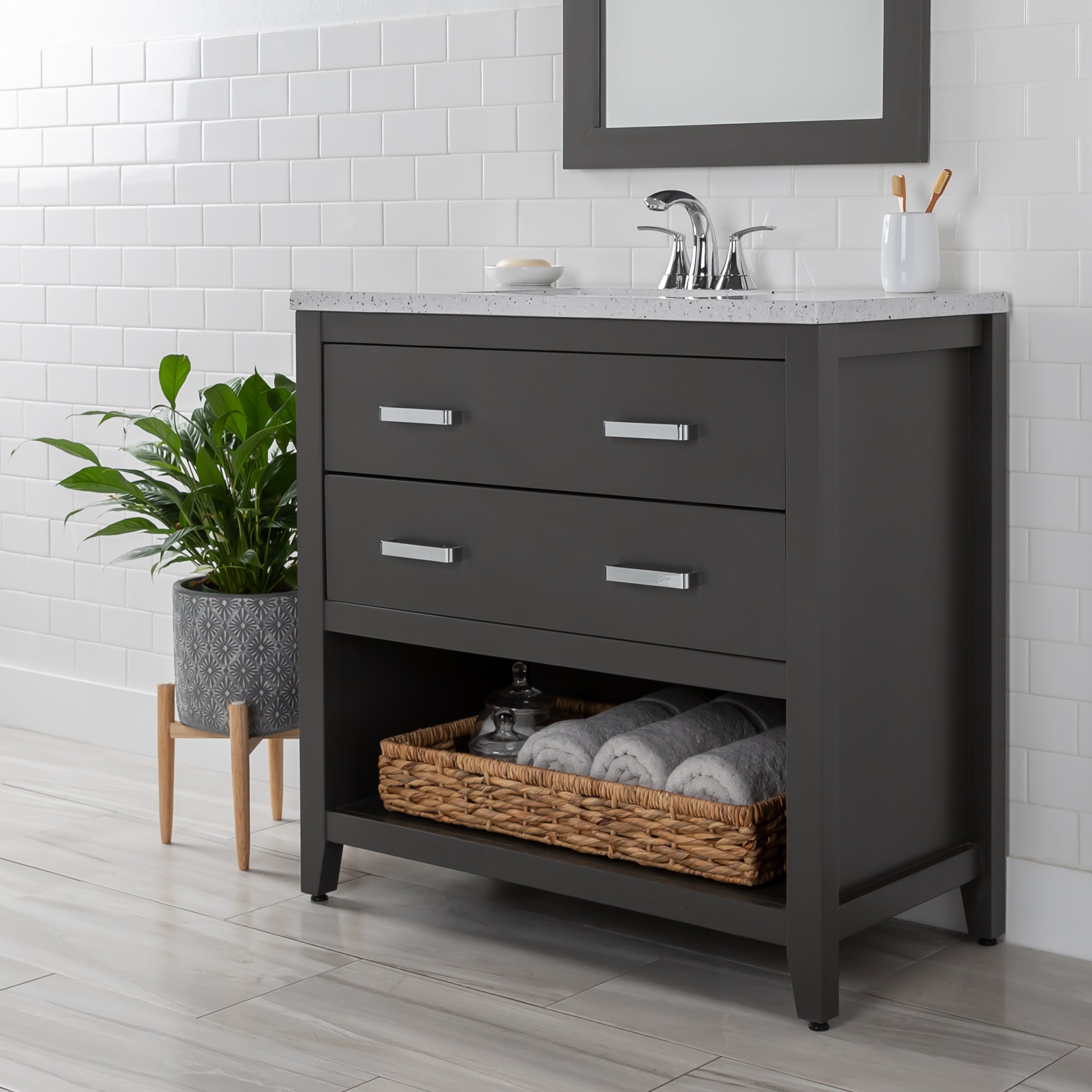 36 inch store gray bathroom vanity