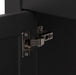 Adjustable hinge on Cartland 43-in gray bathroom vanity with 2-door cabinet, 3 drawers, garnite-look sink top