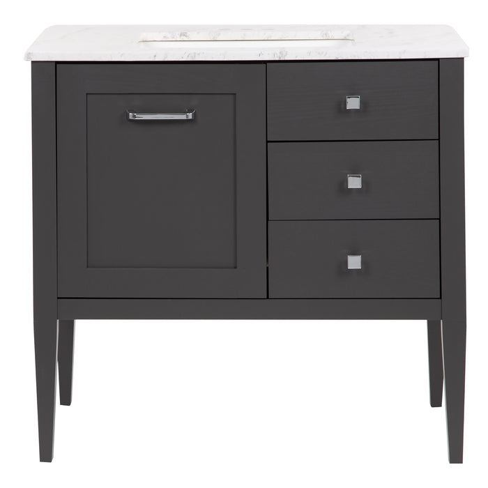 Fordwin 37 in furniture-style gray vanity with granite-look sink top, 2 drawers, cabinet