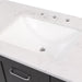 Predrilled sink top on Fordwin 43 in furniture-style gray vanity with granite-look sink top, 6 drawers, cabinet