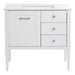 Fordwin 37 in furniture-style white vanity with granite-look sink top, 2 drawers, cabinet