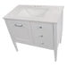 Fordwin 37 in furniture-style white vanity with granite-look sink top, 2 drawers, cabinet