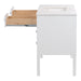 Right side of Fordwin 43 in furniture-style white vanity with granite-look sink top, 6 drawers, cabinet