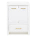 Hali 24.5 small white bathroom vanity with 2-door cabinet, 1 drawer, brushed gold hardware, white sink top