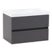 Innes 30.5" W gray floating bathroom vanity with 2 flat-panel drawers, white sink top