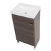 Top view of Merton 17" W 1-door medium woodgrain cabinet-style bathroom vanity with flat-panel door, satin nickel pull, white sink