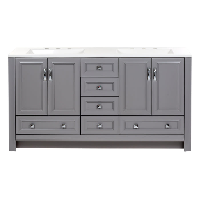 Nimay 60.25-in gray double-sink bathroom vanity with 2 cabinets, 6 drawers, and sink top