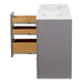 Side view of Nimay 60.25-in gray double-sink bathroom vanity with 2 cabinets, 6 drawers, and sink top