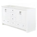 Side view of Nimay 60.25-in white double-sink bathroom vanity with 2 cabinets, 6 drawers, and sink top