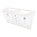 Top view of Nimay 60.25-in white double-sink bathroom vanity with 2 cabinets, 6 drawers, and sink top