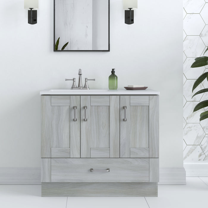 36.25" 2-Cabinet, 2-Drawer Bathroom Vanity With Offset Sink