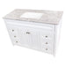 Top view of 49 in. Rillette white bathroom vanity with 4 drawers, 2 cabinets, satin nickel hardware, sink top