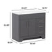 Measurements of Salil 36 inch 2-door gray bathroom vanity with 2 drawers and white top: 36.25 in W x 18.75 in D x 32.89 in H