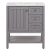 Sykes 31 in. sterling gray bathroom vanity with 2 drawers, open shelf, cabinet, and pulsar sink top