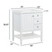 Sykes 31 in white bathroom vanity with 2 drawers, open shelf, cabinet, and white sink top