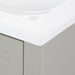 Closeup of corner on Wyre 24.5" W gray bathroom vanity with 2 Shaker doors